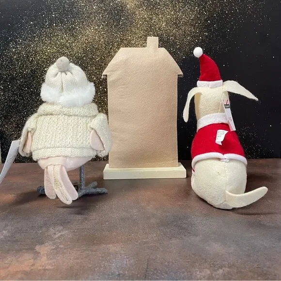 Festive Plush Bird and Dog with House Decor - Picture 4 of 6
